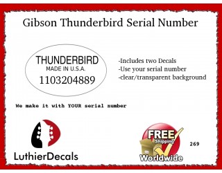 Gibson Thunderbird Firebird Guitar Decal 269